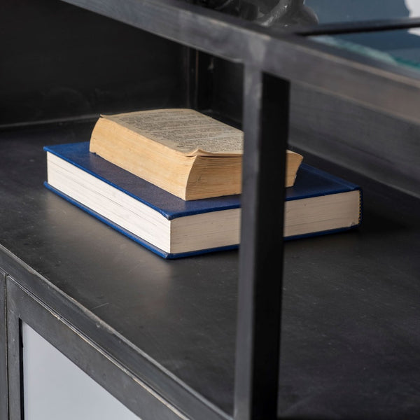 Mercana Pender 63" L Glass Door Display Cabinet - Modern Farmhouse Meets Industrial Style for Any Space 50523