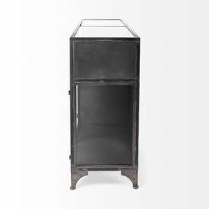 Mercana Pender 63" L Glass Door Display Cabinet - Modern Farmhouse Meets Industrial Style for Any Space 50523