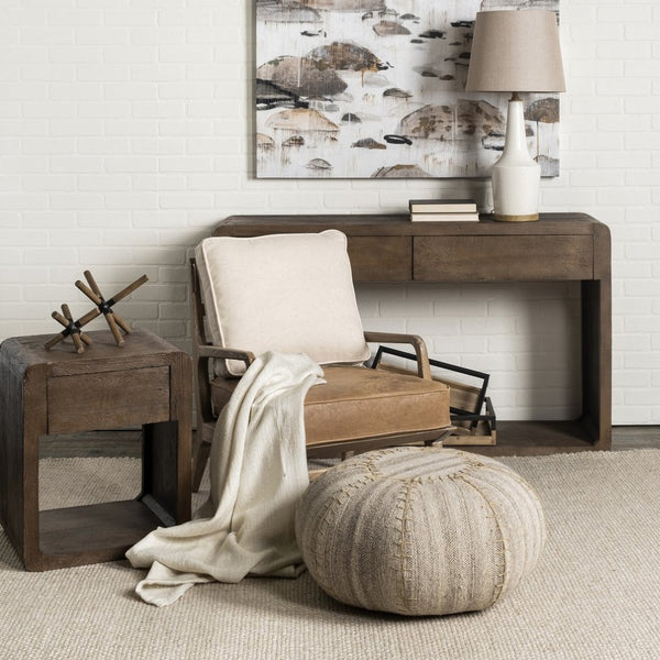 Mercana Harman Accent Chair - Mid-Century Modern Elegance with Cream Fabric and Solid Ashwood Frame Design 67512