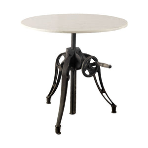 Mercana Emslie Adjustable Bistro Table with Stylish White Marble Top and Black Metal Base for Chic Dining 67504-AB
