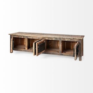 Mercana Wilton Rustic Media Console with Unique Storage for Farmhouse, Lodge, and Modern Décor Styles 67739