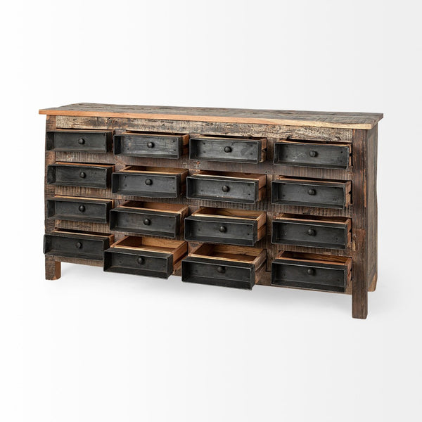 Mercana Wilton Rustic 16 Drawer Sideboard – Handcrafted Storage Solution for Farmhouse Charm and Style 67738