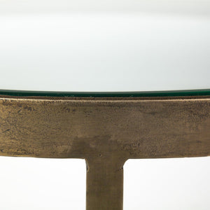 Mercana Reinhardt 20" Round Sculptural Side Table with Beveled Top and Elegant Curved Metal Base for Luxe Style 67805