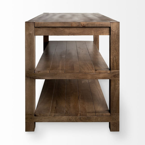 Mercana Emeril Solid Mango Wood Two-Tier Kitchen Island with Spacious Storage and Timeless Farmhouse Charm 67850