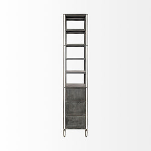 Mercana Sunnyvale Vertical Four Shelf Unit – Elegant Dark Brown Finish with Mirrored Accents for Stylish Storage 50210-AB