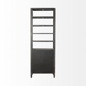 Mercana Sunnyvale Vertical Four Shelf Unit – Elegant Dark Brown Finish with Mirrored Accents for Stylish Storage 50210-AB