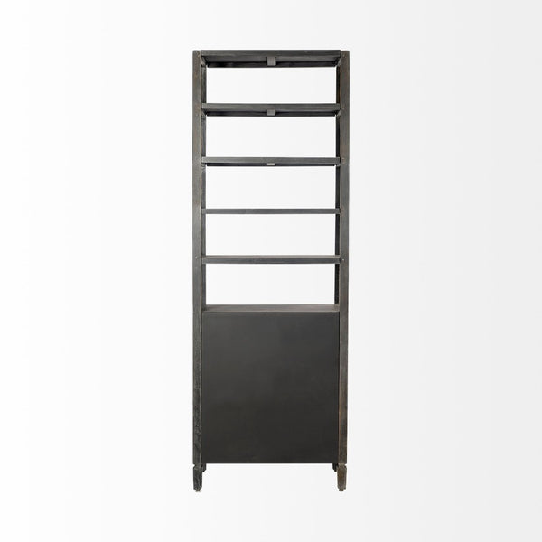 Mercana Sunnyvale Vertical Four Shelf Unit – Elegant Dark Brown Finish with Mirrored Accents for Stylish Storage 50210-AB
