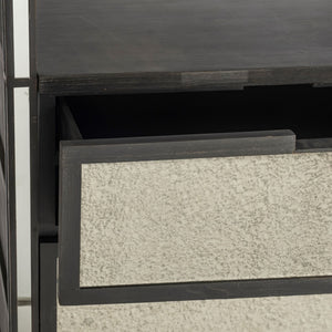 Mercana Sunnyvale Vertical Four Shelf Unit – Elegant Dark Brown Finish with Mirrored Accents for Stylish Storage 50210-AB