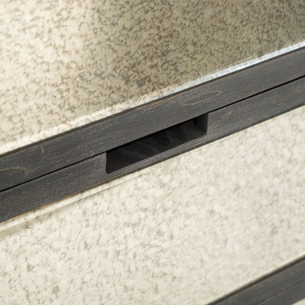 Mercana Sunnyvale Vertical Four Shelf Unit – Elegant Dark Brown Finish with Mirrored Accents for Stylish Storage 50210-AB