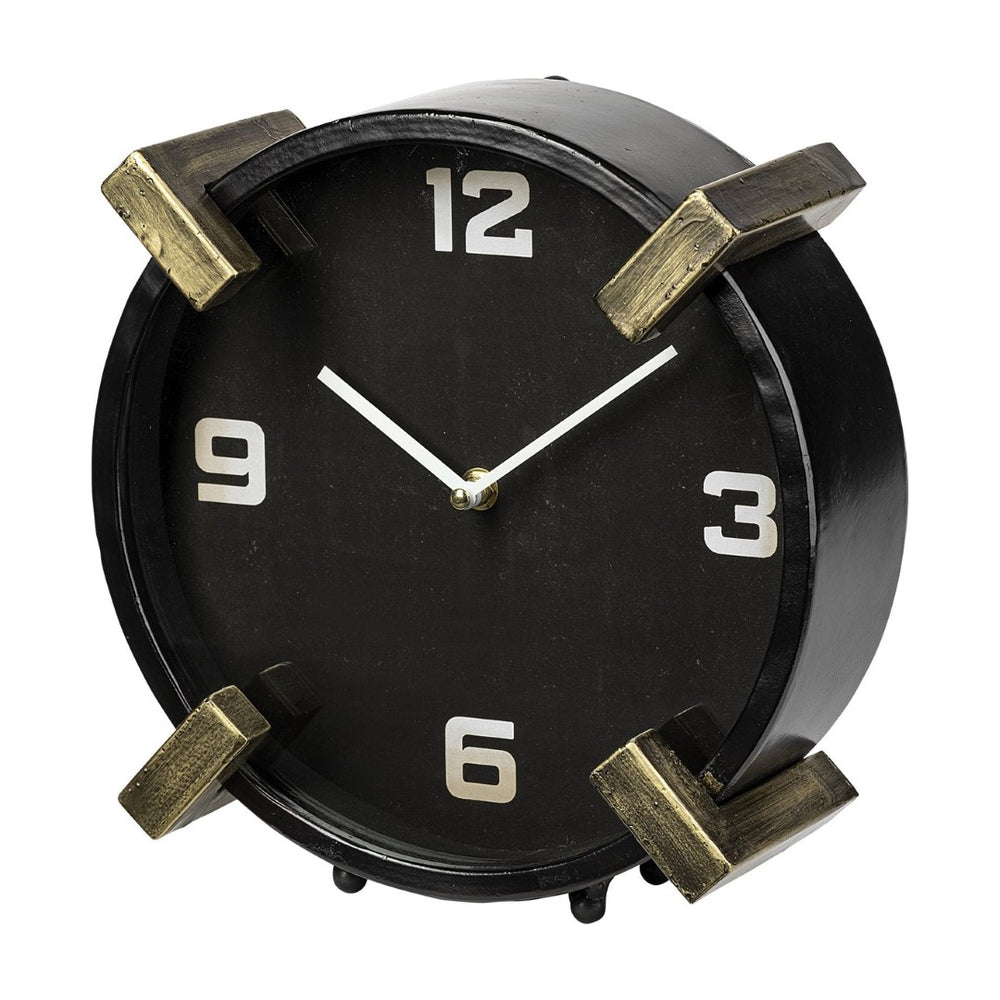 Mercana Agar Elegant Round Table Clock - Mid-Century Modern Design with Gold Accents for Any Space 68732