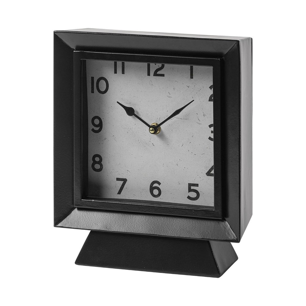 Mercana Ralph Modern Industrial Square Table Clock for Stylish Home Décor – Easy to Read, Durable Design Black Metal | Square 68736