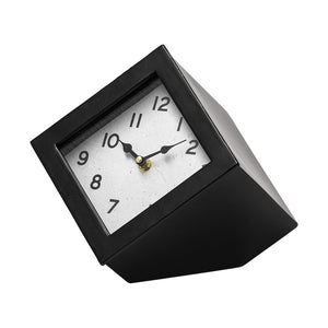 Mercana Ralph Modern Industrial Square Table Clock for Stylish Home Décor – Easy to Read, Durable Design Black Metal | Cube 68737