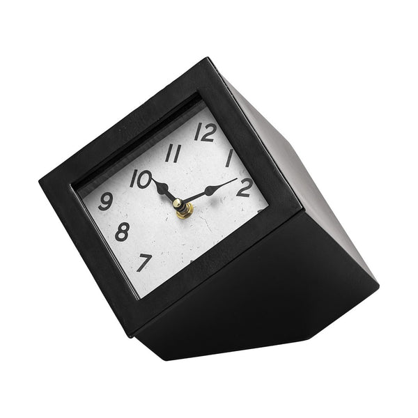 Mercana Ralph Modern Industrial Square Table Clock for Stylish Home Décor – Easy to Read, Durable Design Black Metal | Cube 68737