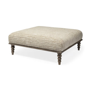 Mercana Alder Square Upholstered Accent Bench with Global Patterns and Sturdy Natural Wood Base for Versatile Décor 68743