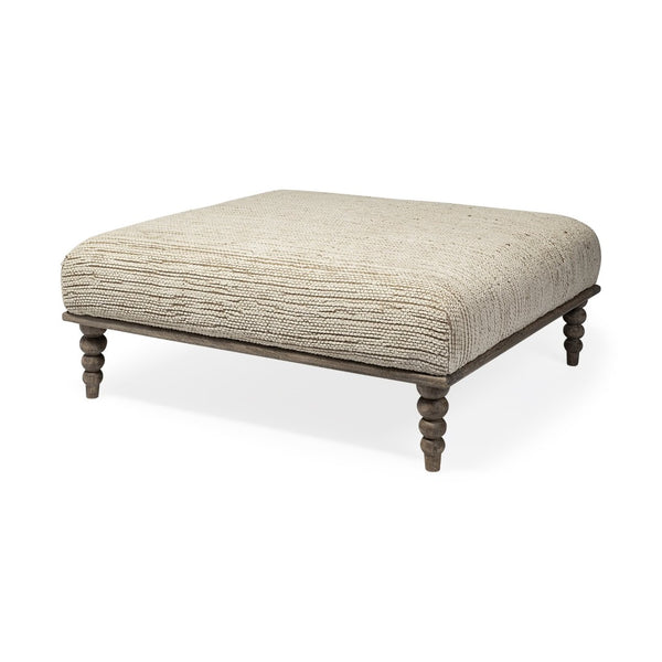 Mercana Alder Square Upholstered Accent Bench with Global Patterns and Sturdy Natural Wood Base for Versatile Décor 68743