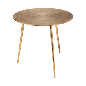 Mercana Reva III Compact Accent Table - Stylish Mid-Century Modern Design in Luxurious Antiqued Gold Finish Gold Aluminum | 24W 68771