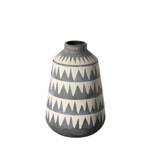 Mercana Delaney Striking Hand-Crafted Ceramic Vase with Triangle Pattern for Modern and Boho Decor Accents 68780