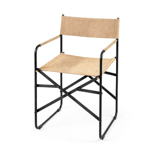 Mercana Direttore Tan Leather W/ Black Iron Frame Dining Chair Tan Suede | Black Metal Metal 68798