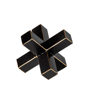 Mercana Abel Geometric Accent Piece with Matte Black Finish and Gold Accents for Modern Decor Styling Black Metal | 6H 68808