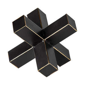 Mercana Abel Geometric Accent Piece with Matte Black Finish and Gold Accents for Modern Decor Styling Black Metal | 8H 68809