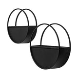 Mercana Hank Set of 2 Black Metal Hanging Wall Planters 68822