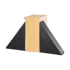 Mercana Alec 5L x 2W Set of 2 Black Marble Pyramid Bookends 68824