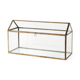 Mercana Hutt 16L x 6W x 9H Gold Glass Terrarium Box 68827