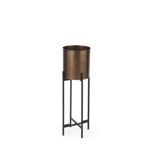 Mercana Sowerberry Modern Plant Stand - Sleek, Space-Saving Design with Removable Pot and Foldable Frame Bronze Metal | 24H 68829