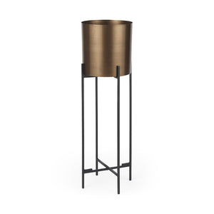 Mercana Sowerberry Modern Plant Stand - Sleek, Space-Saving Design with Removable Pot and Foldable Frame Bronze Metal | 33H 68830