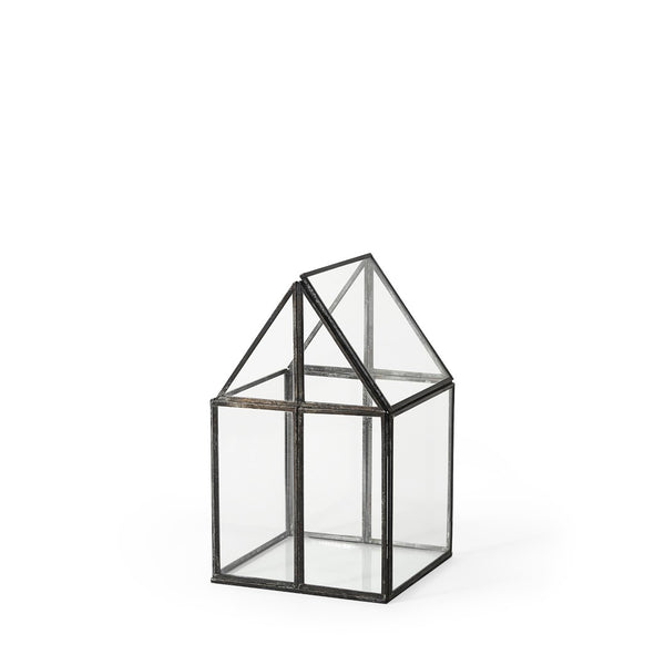 Mercana Sikes Compact Glass Terrarium with Rustic Metal Frame - Ideal Mini Greenhouse for Small Spaces Gold Metal | Glass | 10H 68838