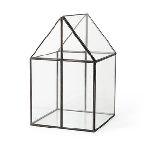 Mercana Sikes Compact Glass Terrarium with Rustic Metal Frame - Ideal Mini Greenhouse for Small Spaces Gold Metal | Glass | 16H 68840