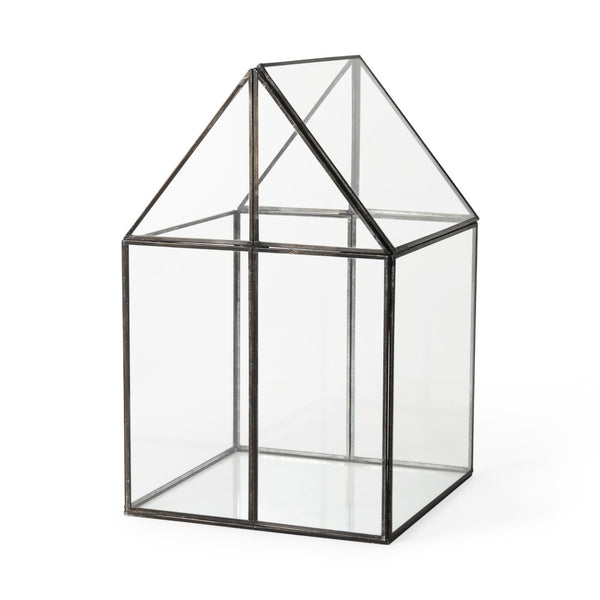 Mercana Sikes Compact Glass Terrarium with Rustic Metal Frame - Ideal Mini Greenhouse for Small Spaces Gold Metal | Glass | 16H 68840