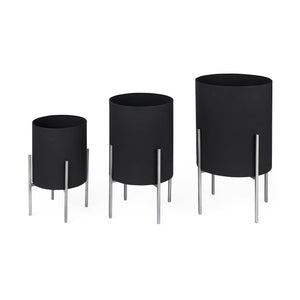 Mercana Claypoole (Set of 3) Black Plant Stands 68841