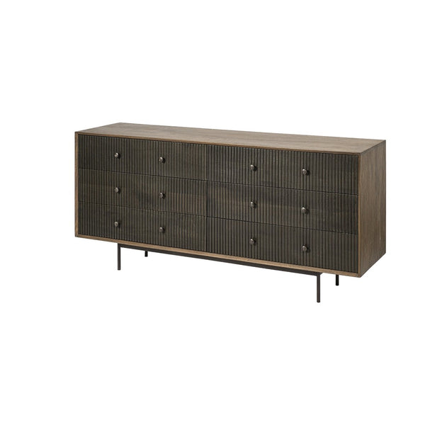 Mercana Grace Two-Tone Sideboard - Solid Mango Wood, 6 Drawer Storage, Contemporary Design for Modern Spaces 68846