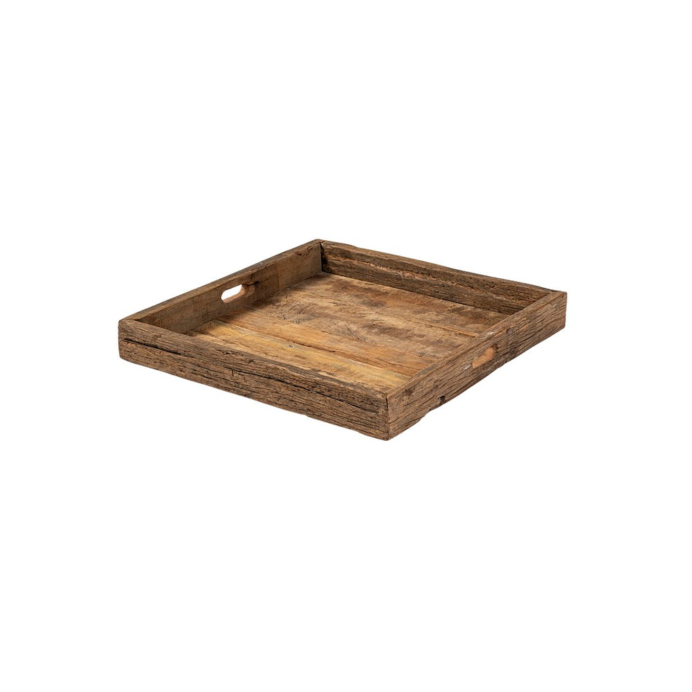 Mercana Carson Rustic Elegance 24" Reclaimed Wood Tray for Stylish Serving and Home Organization Decor Brown Reclaimed Wood | 24W 68861