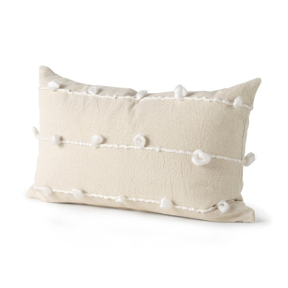 Mercana Erica Decorative Pillow Cover - Chic Coastal & Scandinavian Style for Modern Home Décor Refresh Cream/White Fabric | 13x21 68884