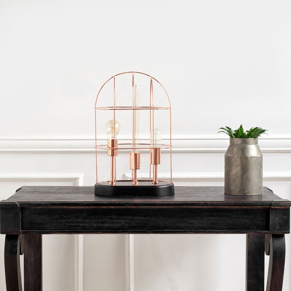 Mercana Sutton Cylindrical Cage Table Lamp – Industrial Elegance for Modern Spaces with Minimalist Charm 65289