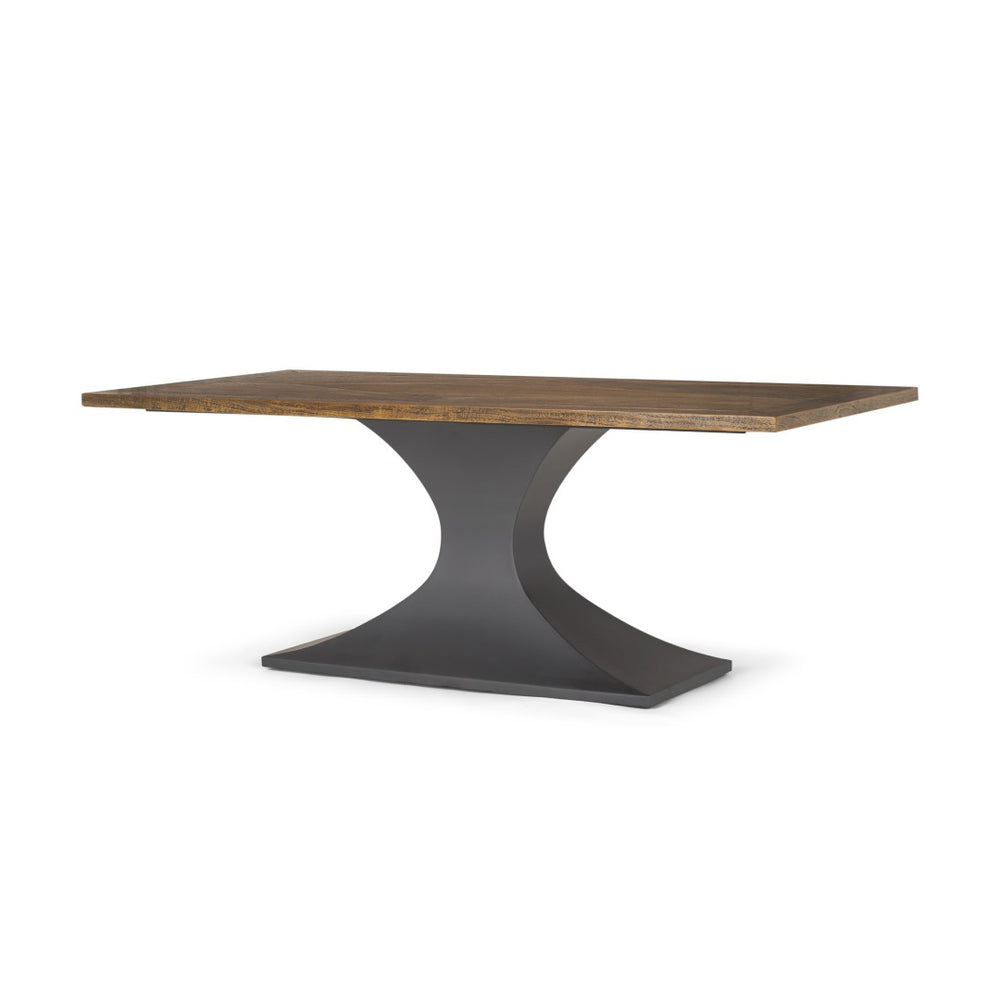Mercana Maxton Dining Table – Industrial-Modern Solid Wood Top with Sturdy Dark Gunmetal Iron Base Delight 50449-AB