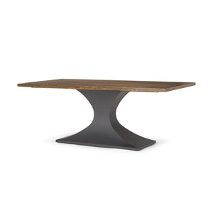 Mercana Maxton Dining Table – Industrial-Modern Solid Wood Top with Sturdy Dark Gunmetal Iron Base Delight 50449-AB