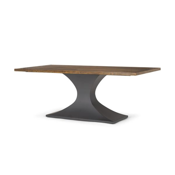 Mercana Maxton Dining Table – Industrial-Modern Solid Wood Top with Sturdy Dark Gunmetal Iron Base Delight 50449-AB