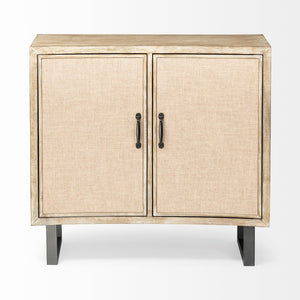 Mercana Bellefontaine Modern Accent Cabinet with Textured Fabric Doors and Minimalist Iron Legs for Stylish Storage 67635