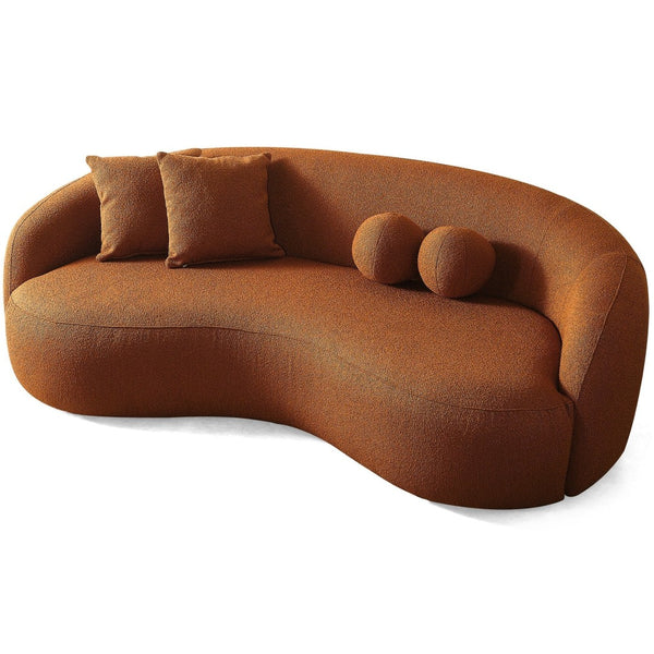 English Elm Drake Boucle Upholstered Curvilinear Sofa with Walnut Legs for Modern Living Rooms B183P231871