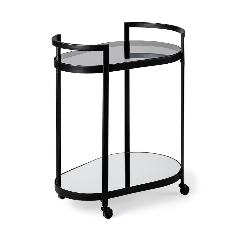 Mercana Eleonore Contemporary Two-Tier Bar Cart with Durable Tempered Shelves for Stylish Entertaining 68945