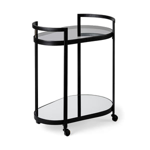 Mercana Eleonore Contemporary Two-Tier Bar Cart with Durable Tempered Shelves for Stylish Entertaining 68945
