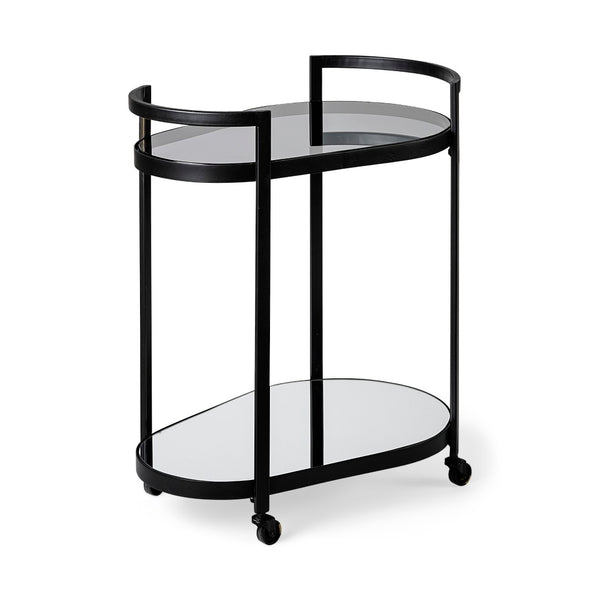 Mercana Eleonore Contemporary Two-Tier Bar Cart with Durable Tempered Shelves for Stylish Entertaining 68945