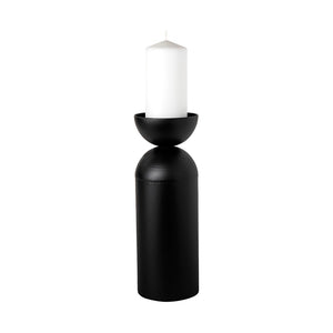 Mercana Alex Cylindrical Candle Holder - Elegant Matte Finish for Modern Ambiance in Any Room Decor Black Metal | 13.4H 68947
