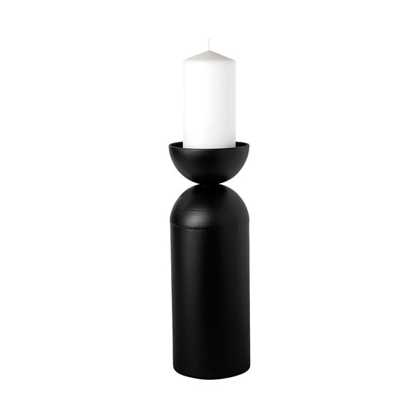 Mercana Alex Cylindrical Candle Holder - Elegant Matte Finish for Modern Ambiance in Any Room Decor Black Metal | 13.4H 68947