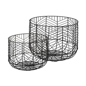 Mercana Idris Set of 2 Black Metal Geometric Mesh Bowls 68949