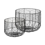 Idris Set of 2 Black Metal Geometric Mesh Bowls