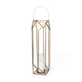 Ivy Large Gold Metal Geometric Cage Candle Holder Lantern